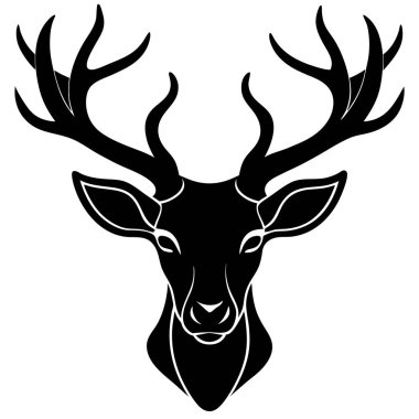 geyik başı siluet vektör tasarımı