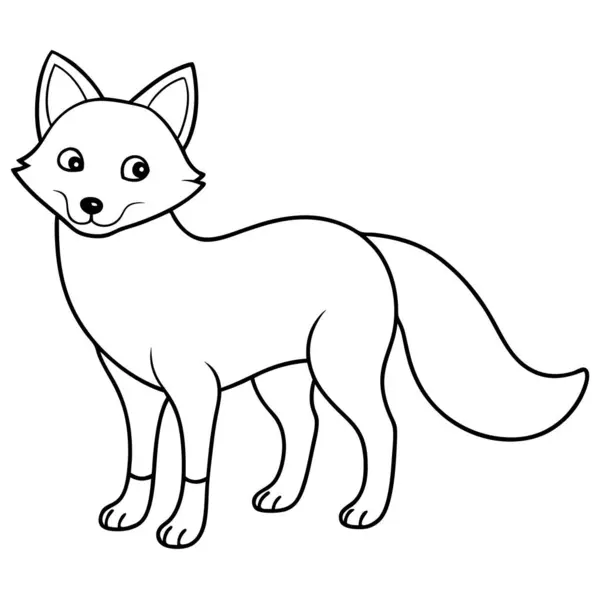  Beyaz arkaplanda tilki renklendirme sayfası satırı