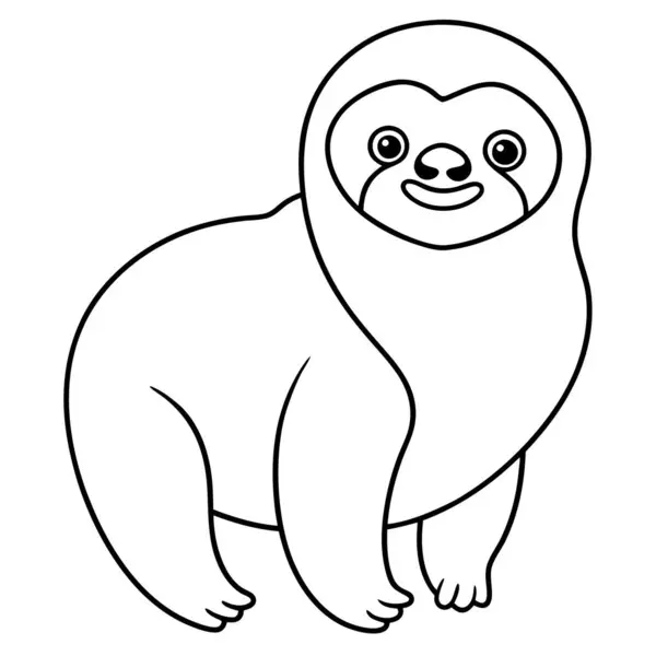  Beyaz arkaplanda tembel hayvan renklendirme sayfası satırı