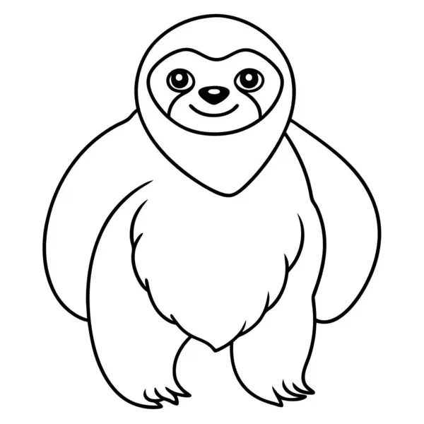  Beyaz arkaplanda tembel hayvan renklendirme sayfası satırı