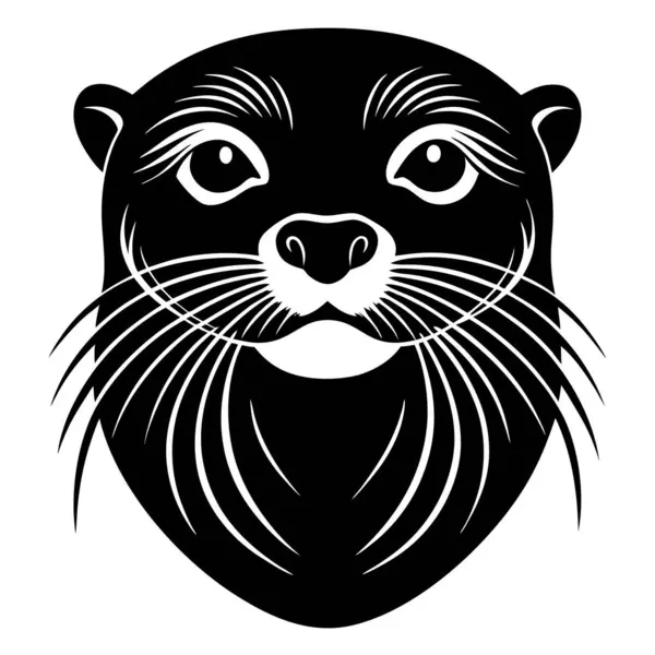  Beyaz arkaplanda su samuru baş silueti vektörü 