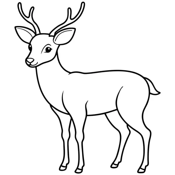 beyaz arkaplanda geyik boyama sayfası satırı