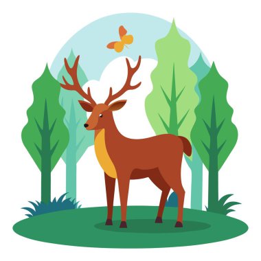 Geyik grafik çizim vektör tasarımı