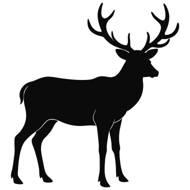 Beyaz arkaplanda geyik silueti vektörü