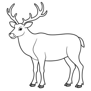  Beyaz arkaplanda karibu renklendirme sayfası