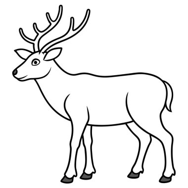  Beyaz arkaplanda karibu renklendirme sayfası