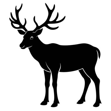  Ren geyiği silueti vektör sanat tasarımı