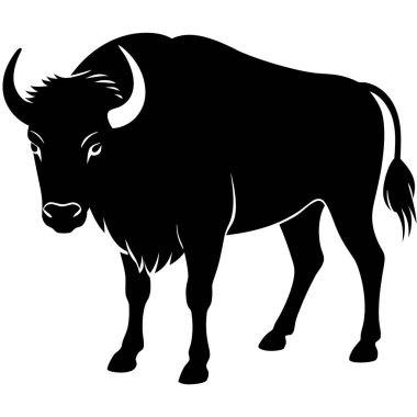 bizon siluet vektörü beyaz arkaplanda