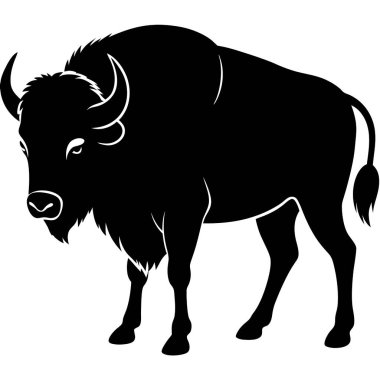 bizon siluet vektörü beyaz arkaplanda