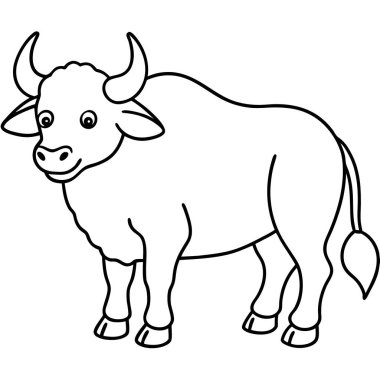 Beyaz arkaplanda bufalo boyama sayfası