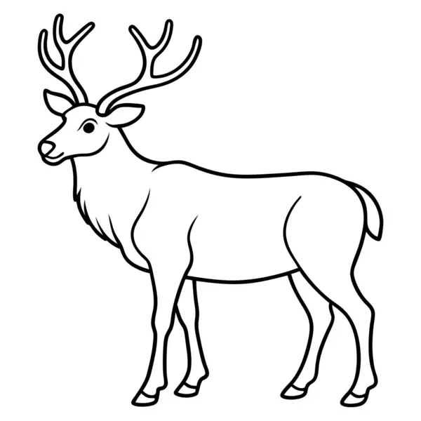 Beyaz arkaplanda geyik boyama sayfası siyah çizgi