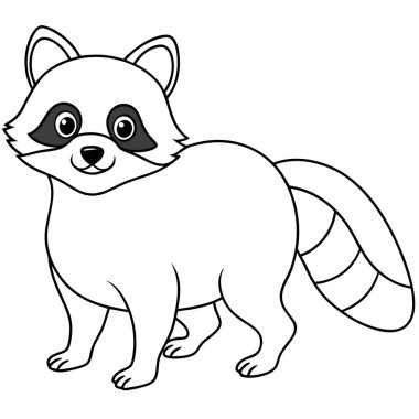 Beyaz arkaplanda rakun boyama sayfası