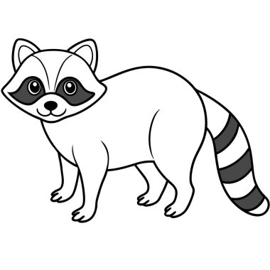 Beyaz arkaplanda rakun boyama sayfası