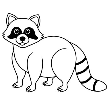 Beyaz arkaplanda rakun boyama sayfası
