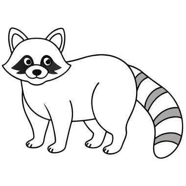 Beyaz arkaplanda rakun boyama sayfası