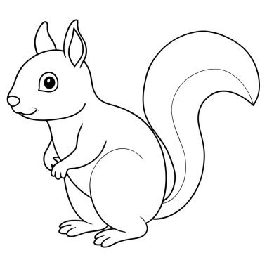 Beyaz arkaplanda sincap boyama sayfası