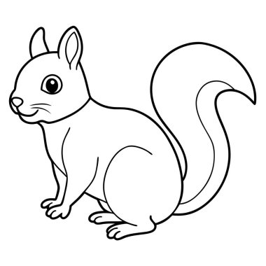 Beyaz arkaplanda sincap boyama sayfası