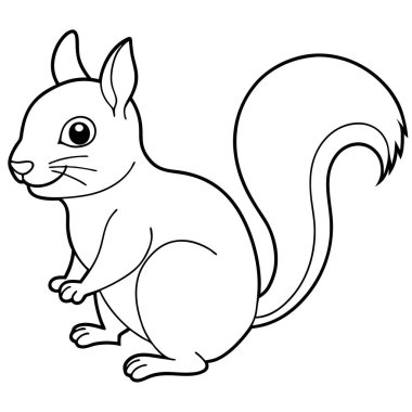 Beyaz arkaplanda sincap boyama sayfası