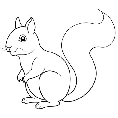 Beyaz arkaplanda sincap boyama sayfası