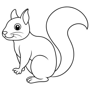 Beyaz arkaplanda sincap boyama sayfası