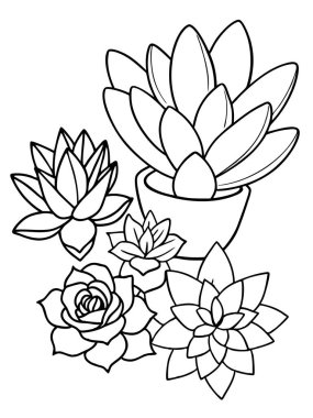 Beyaz arka planda çiçek ve botanik boyama sayfası