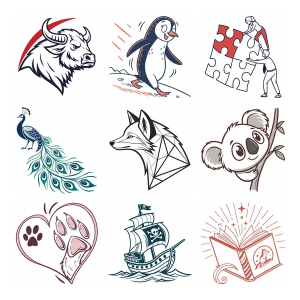 Bir grup hayvan. Vektör illüstrasyonu