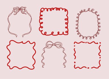 Şirin El Çizimi Tuhaf Meydan ve Oval Çerçeve Ayarları Vektör Tasarımı