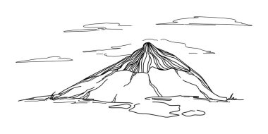 Dağla klasik oyma tarzının el çizimi vektör çizimi