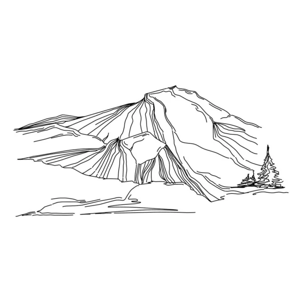 Line Art Mountain Vector Illustration White — Stok Vektör