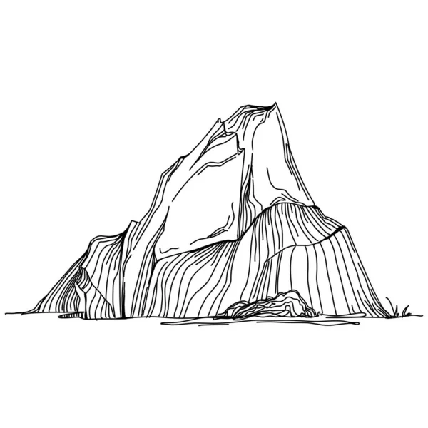 Line Art Mountain Vector Illustration White — Stok Vektör