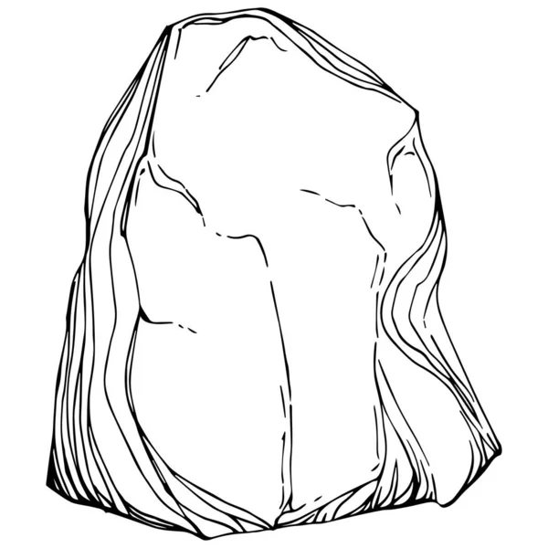Stone Rock Monochrome Vector Gravel Pebble Natural Rocky Slate Lump — Stok Vektör