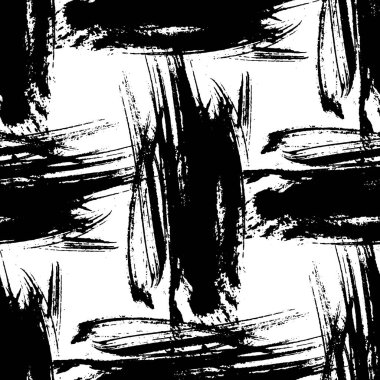 Vector soyut siyah fırça girdabı. Grunge fırça darbesiyle dekore edilmiş mürekkep. Siyah beyaz işlemeli mürekkep. Kusursuz bir arka plan modeli. Doku baskısı kumaş duvar kağıdı.
