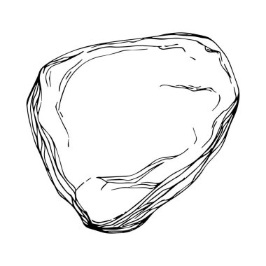 Stone Monochrome sketch vector. Gravel And Pebble. Natural Rocky Slate Lump Engraving Template Hand Drawn In Retro Style Black And White Illustration