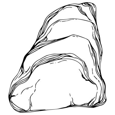 Stone Monochrome sketch vector. Gravel And Pebble. Natural Rocky Slate Lump Engraving Template Hand Drawn In Retro Style Black And White Illustration