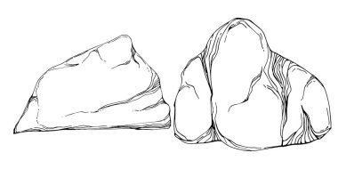 Stone Monochrome sketch vector. Gravel And Pebble. Natural Rocky Slate Lump Engraving Template Hand Drawn In Retro Style Black And White Illustration