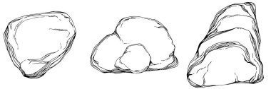 Stone Monochrome sketch vector. Gravel And Pebble. Natural Rocky Slate Lump Engraving Template Hand Drawn In Retro Style Black And White Illustration