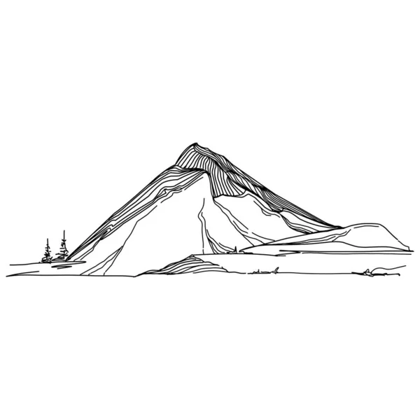 Hand Sketch Winter Mountains Mountains Sketch White Background Snowy Mountain — Stok Vektör