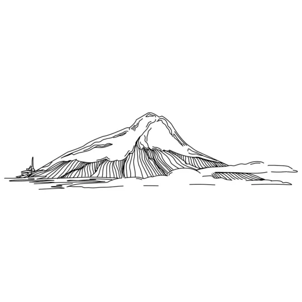 Kış Dağlarının Çizimi Dağlar Beyaz Arka Planda Çizim Yapar Karlı — Stok Vektör