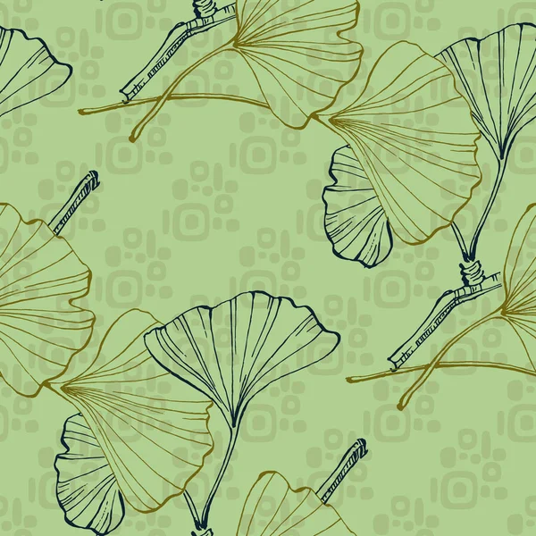 Wildflower Ginkgo Μοτίβο Λουλούδι Μια Γραμμή Στυλ Περίγραμμα Του Φυτού — Διανυσματικό Αρχείο