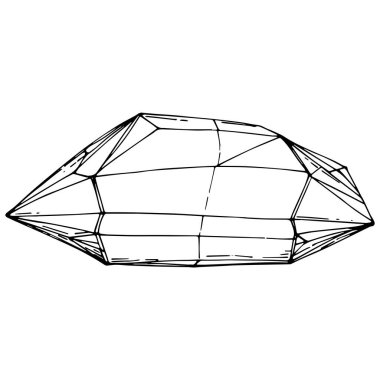 Cristal vector illustration. Abstract modern geometric objects with diamond shapes, crystals. Black and white hand draw.