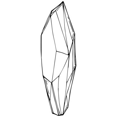 Cristal vector illustration. Abstract modern geometric objects with diamond shapes, crystals. Black and white hand draw.