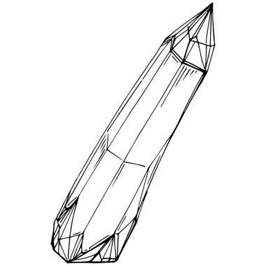 Cristal vector illustration. Abstract modern geometric objects with diamond shapes, crystals. Black and white hand draw.