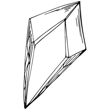 Cristal vector illustration. Abstract modern geometric objects with diamond shapes, crystals. Black and white hand draw.