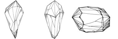Cristal vector illustration. Abstract modern geometric objects with diamond shapes, crystals. Black and white hand draw.