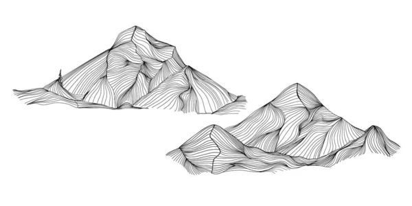 Ruční Kresba Zimních Hor Hory Kreslit Bílém Pozadí Sněžné Vrcholky — Stockový vektor