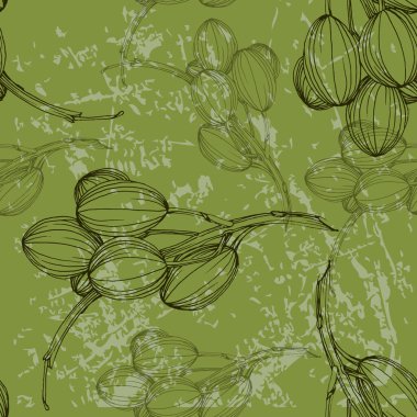 Seamless pattern with olive branch. Olive branches sketch. Vector hand drawing wildflower for background, texture, wrapper pattern.