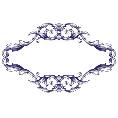 Border and Frame with baroque style. Ornament elements for your design. Black and white color. Floral engraving decoration for postcards or invitations for social media.