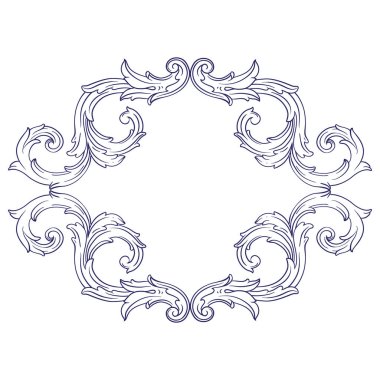Border and Frame with baroque style. Ornament elements for your design. Black and white color. Floral engraving decoration for postcards or invitations for social media.