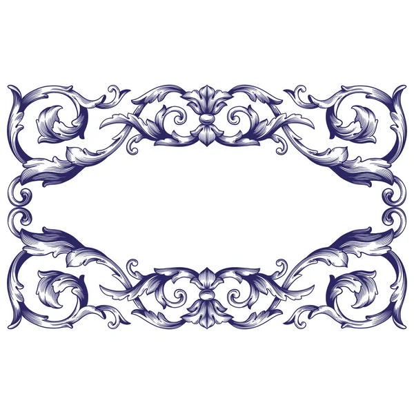 Border Frame Baroque Style Ornament Elements Your Design Black White — Stockvector