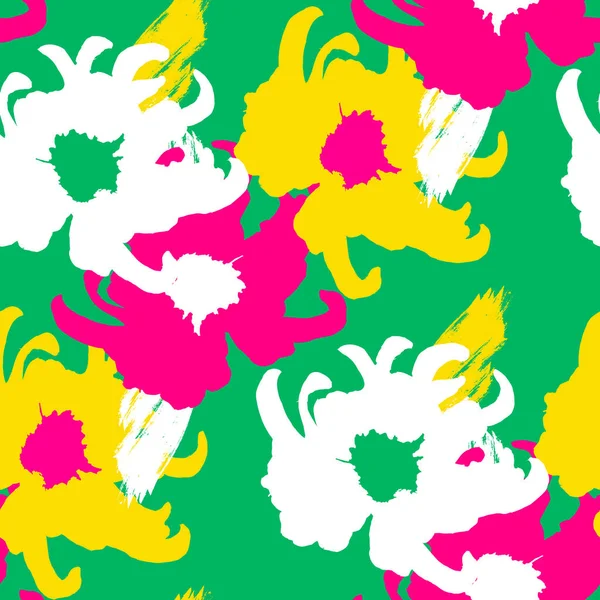 Patrón Floral Sin Costuras Con Crisantemos Primavera Vacaciones Verano Regalos — Vector de stock